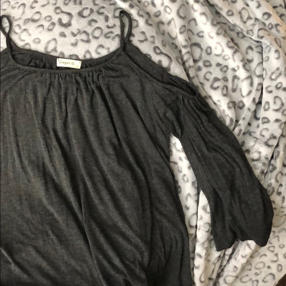 Grey Cold Shoulder Top